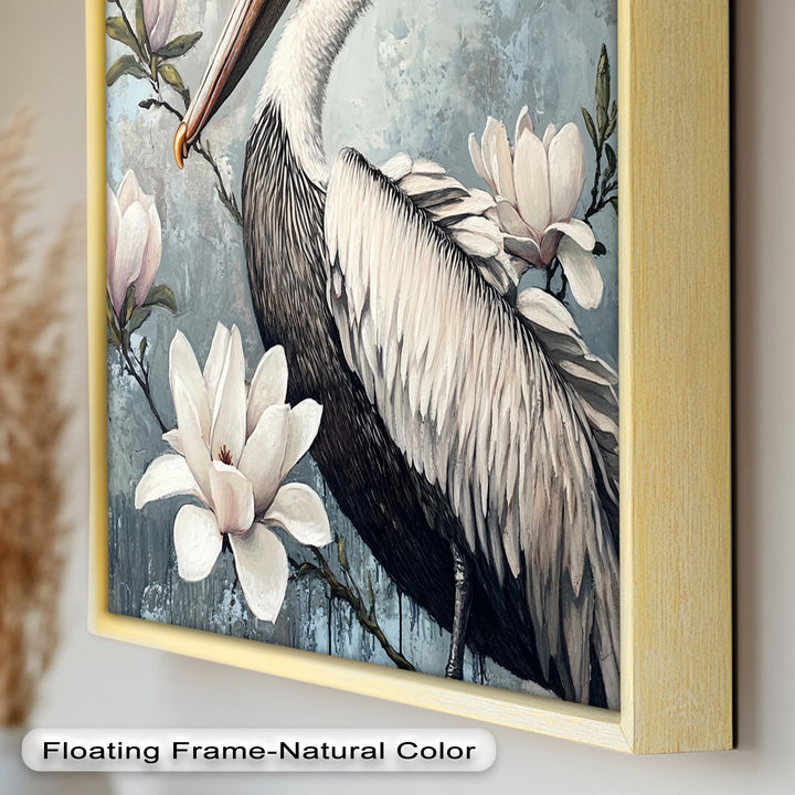 White Pelican Among Magnolia Blossoms - Animal Oil Painting