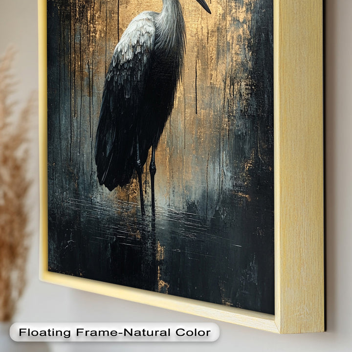 Golden Shadow Heron – Animal Oil Painting