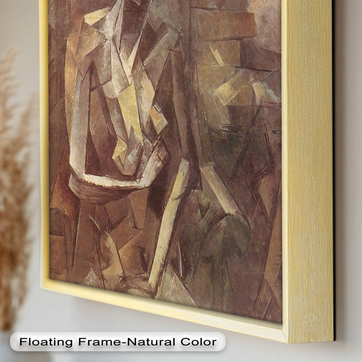 Sepia Kubistische Figur Wandkunst – Abstraktes Ölgemälde
