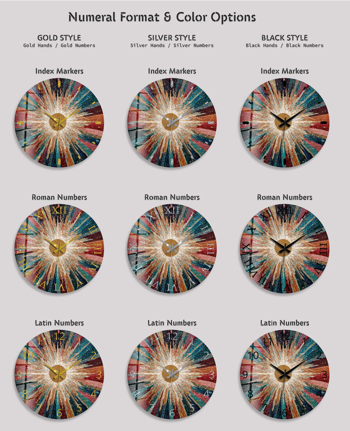 Colorful Sunburst Glass Wall Clock – Radiant Mosaic Art Decor