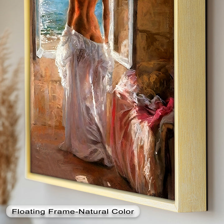 Whispers of the Sea – Romantic Woman by the Ocean Nude Oil Painting