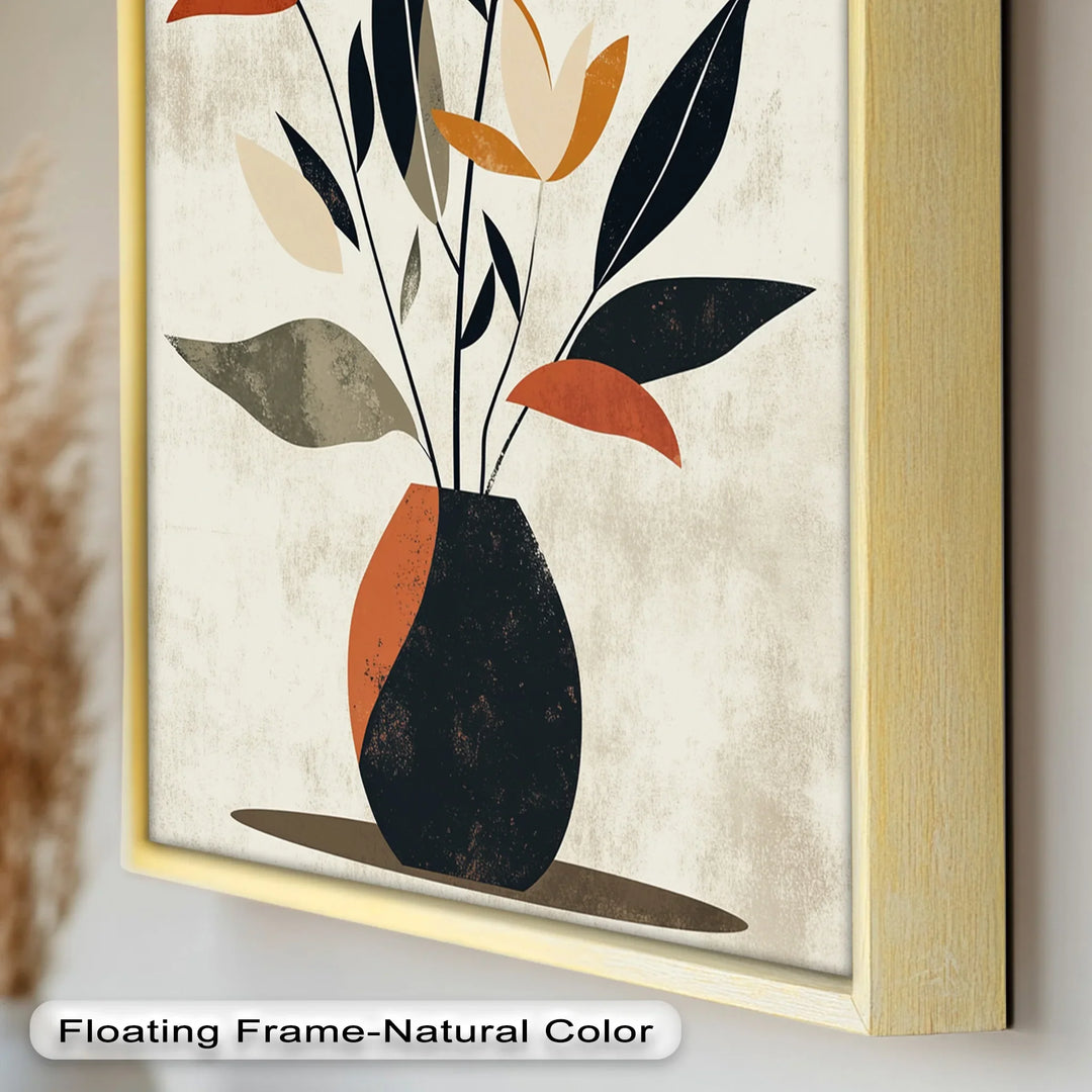 Earthy Boho Floral – Modern Abstract Vase Oil Painting - MyPhotoStation