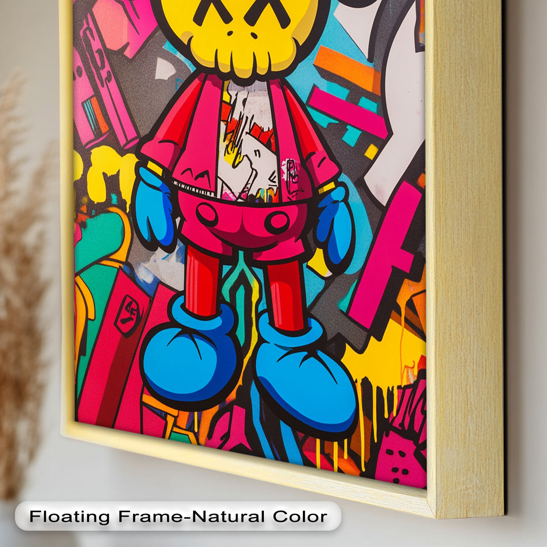 Neon Rebellion – KAWS Graffiti Ölgemälde