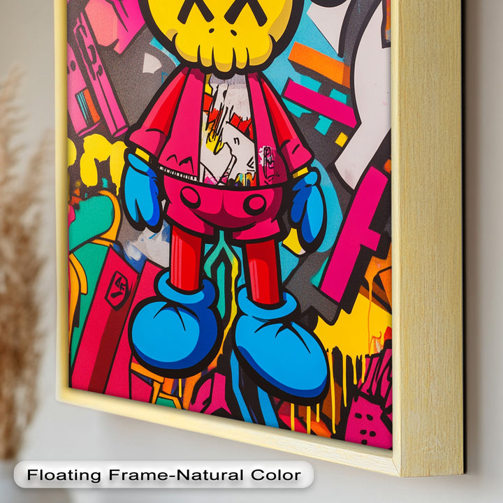 Neon Rebellion – KAWS Graffiti Ölgemälde