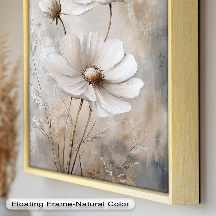 Soft Ivory Blooms – Neutral Flower Oil Painting