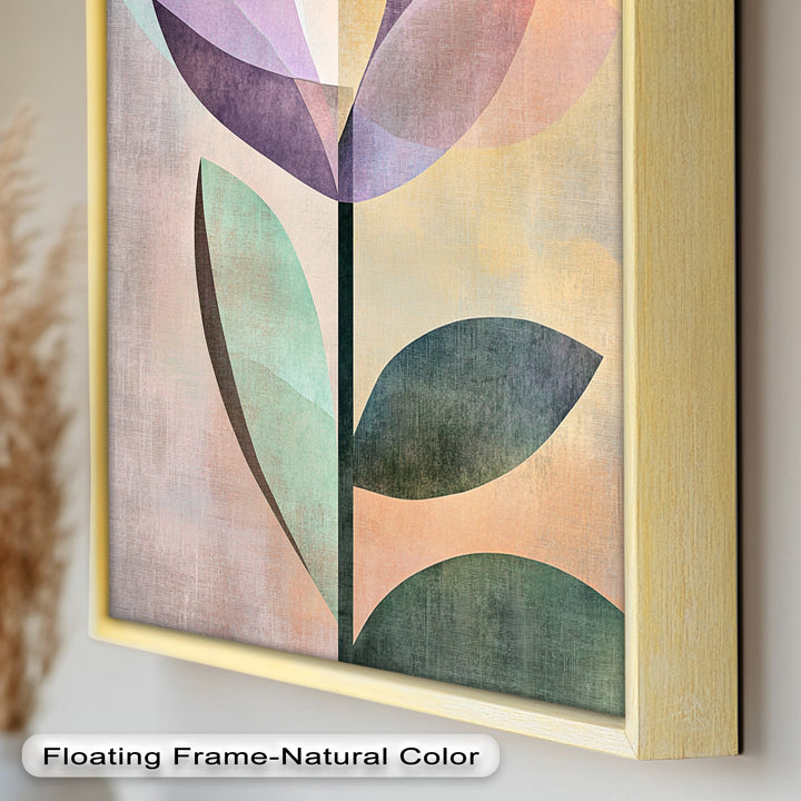 Purple Bloom – Minimalistisches geometrisches Blumenölgemälde