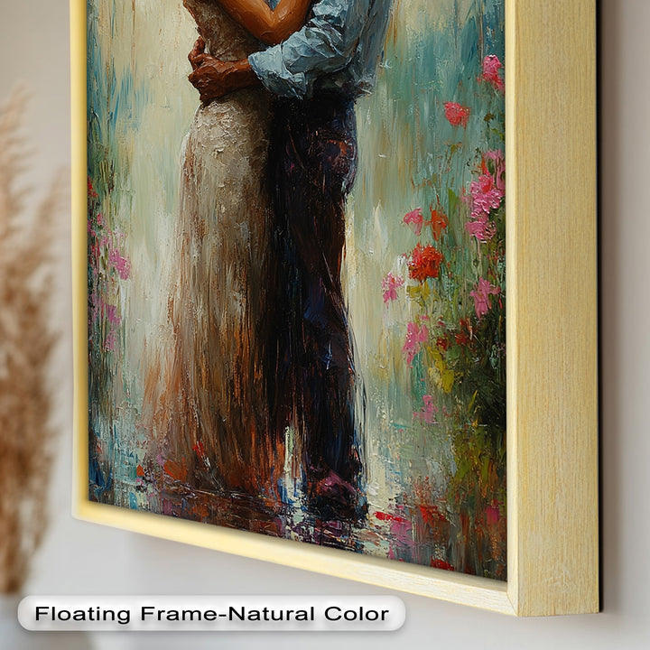 Romantic Couple Surrounded by Blooms - Love Oil Painting