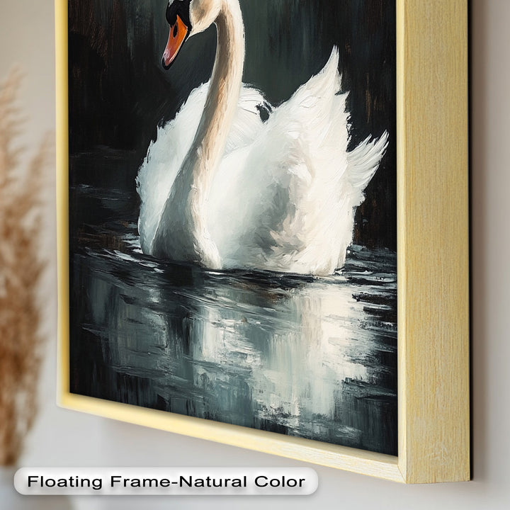 Solitary Grace – White Swan Oil Painting