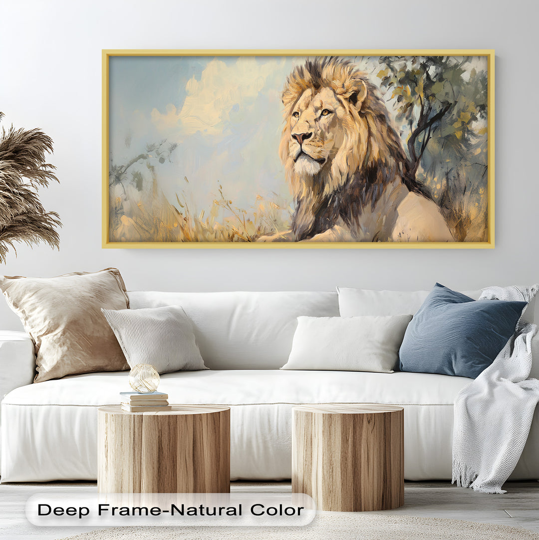 Lion Beneath African Sky - Animal Oil Painting