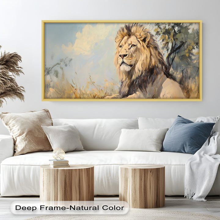 Lion Beneath African Sky - Animal Oil Painting