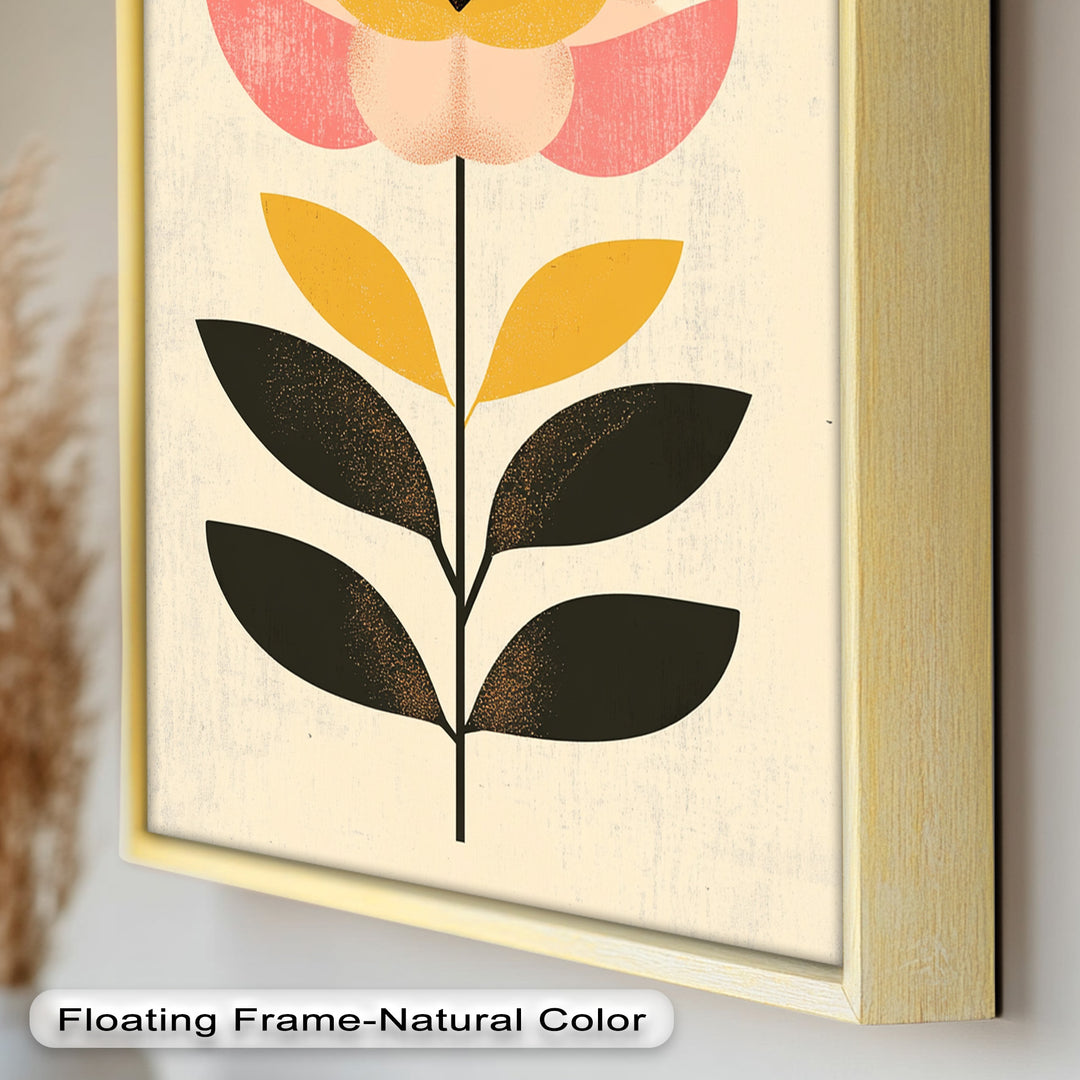 Mid-Century Bloom – Retro Floral Minimalist Wall Art Oil Painting