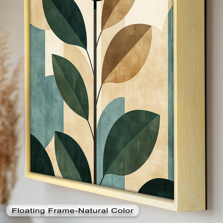 Geometric Botanical – Mid-Century Modern Leaf Oil Painting