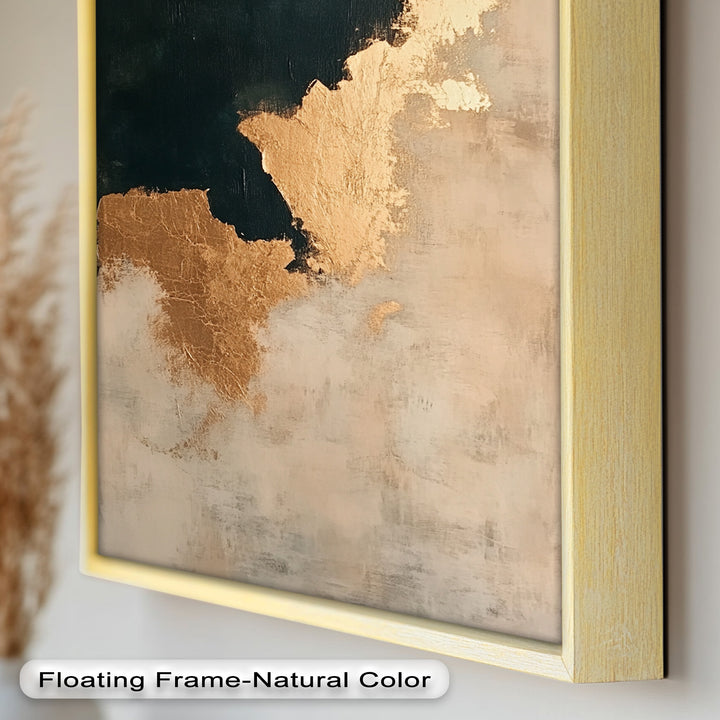 Golden Drift – Minimalistisches abstraktes Ölgemälde in Gold und Dunkelgrün