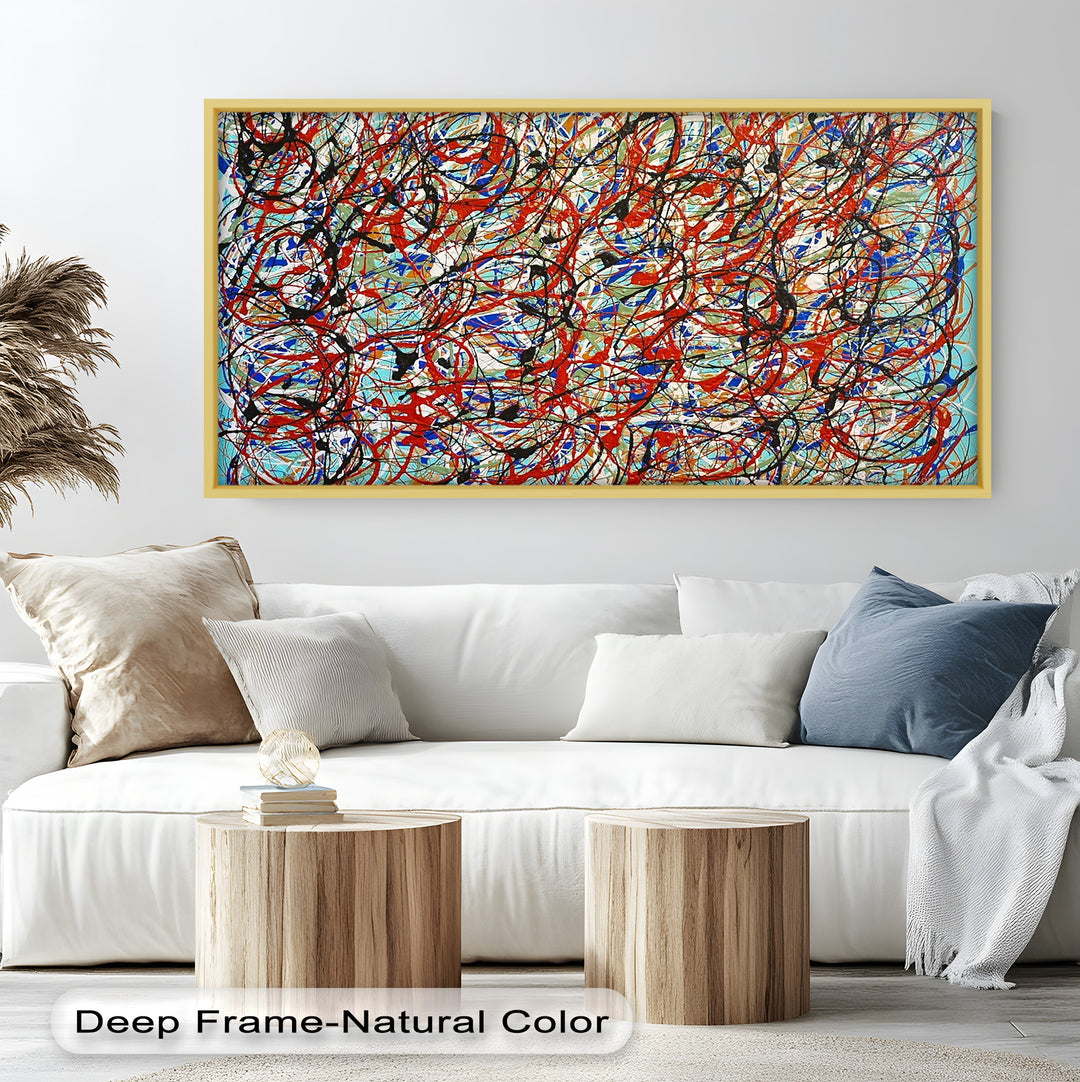 Energetic Action Painting Wall Art – Abstract Oil Painting