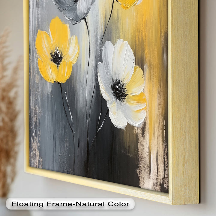 Golden Harmony – Yellow and White Floral Oil Painting