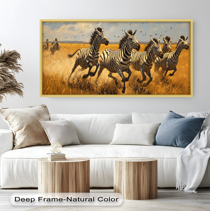 Thundering Zebra Herd – Wild Safari Oil Painting