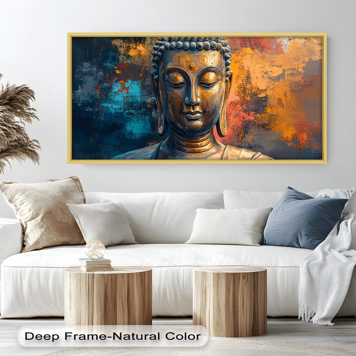 Golden Buddha Wall Art – Colorful Oil Painting