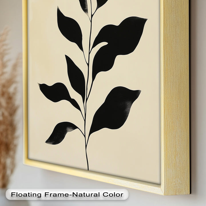 Black Botanical Minimalism – Monochrome Oil Painting
