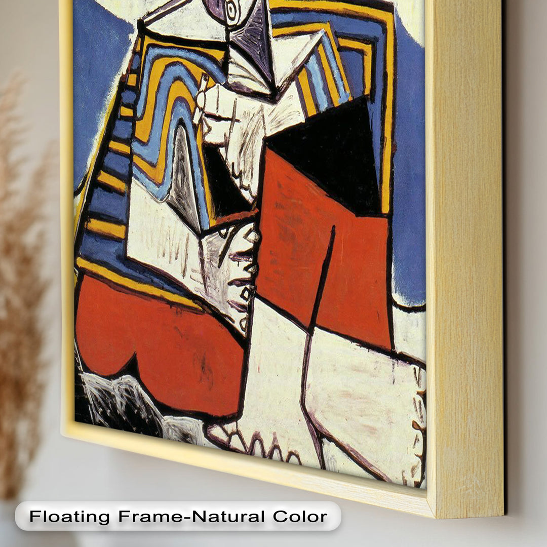 Geometric Man in Red Hat Wall Art – Cubist Oil Painting