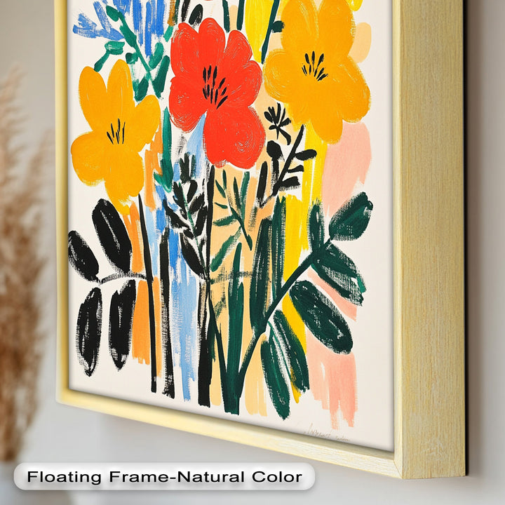Fröhlicher wilder Garten – Fauvistisches Boho-Blumen-Ölgemälde