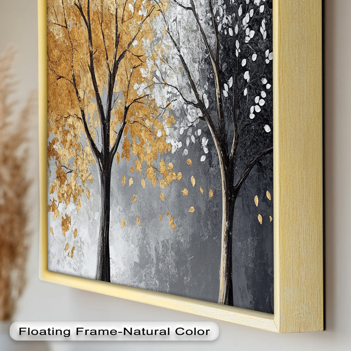 Flüstern von Herbst und Winter – Ölgemälde mit zwei Baumblumen