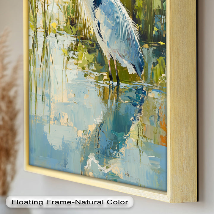 Reflections of Grace – Heron in Wetlands Oil Painting