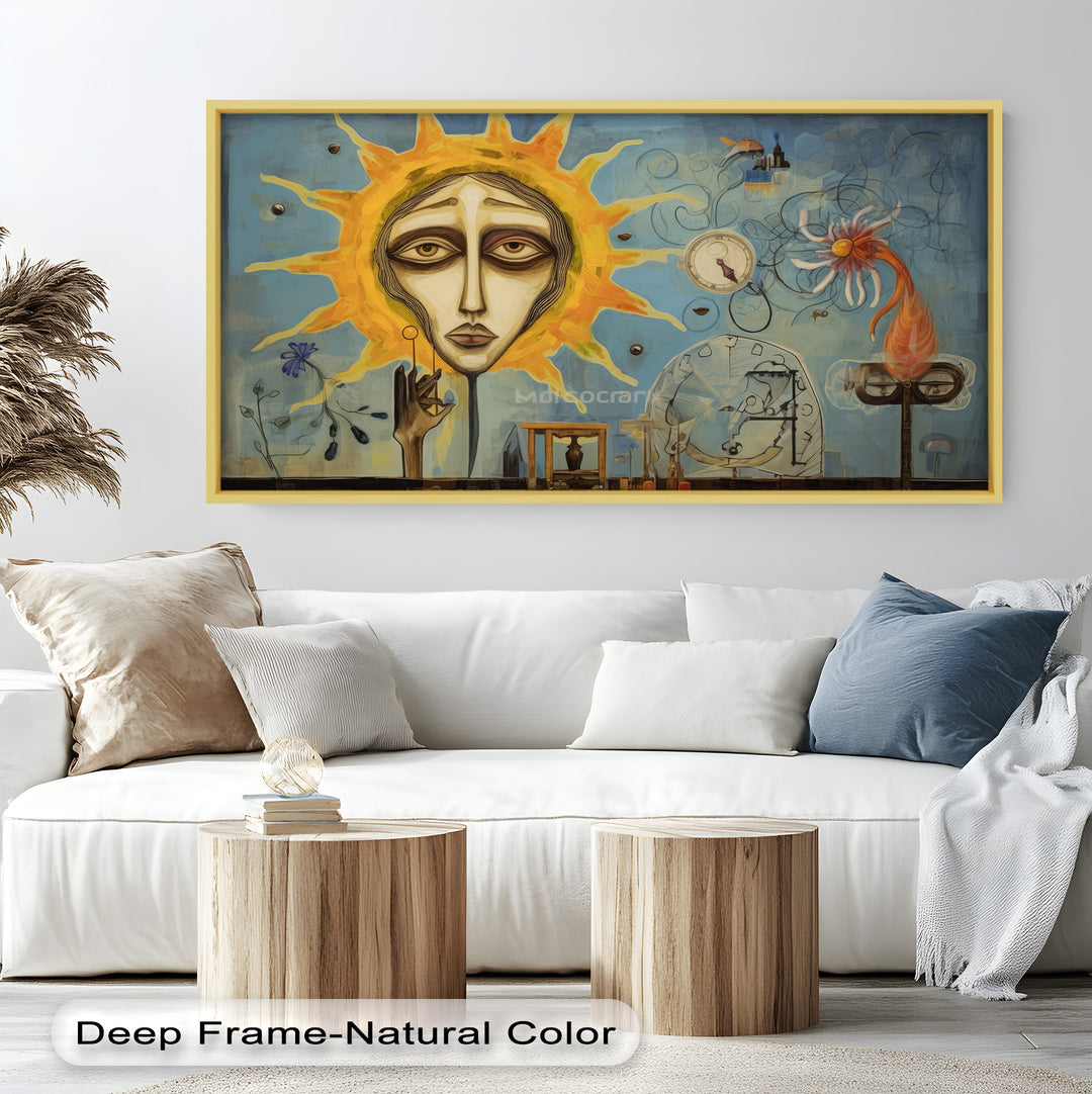 Solar Mindscape – Surreales Sonnengesicht-Ölgemälde von Picasso