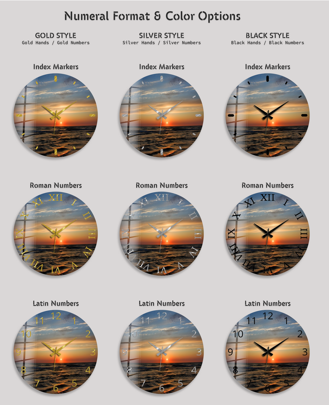 Ocean Sunset Glass Wall Clock – Coastal Beach Decor