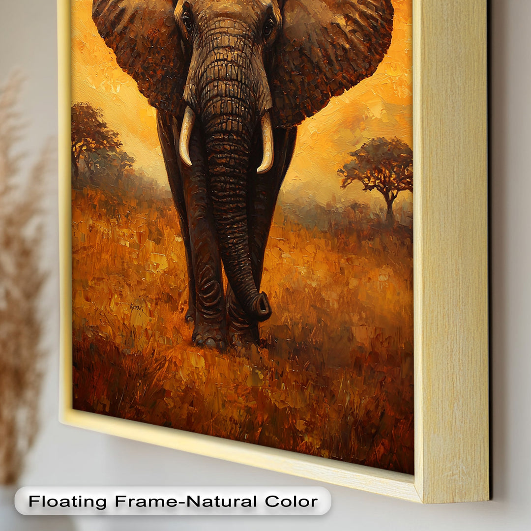 Majestic Elephant at Sunset – Wildlife Oil Painting