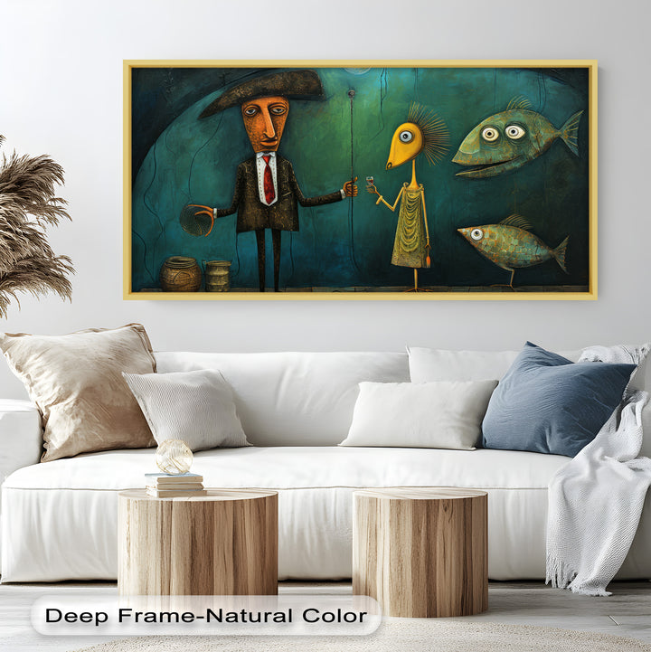 Underwater Toast – Whimsical Surrealist Picasso Oil Painting