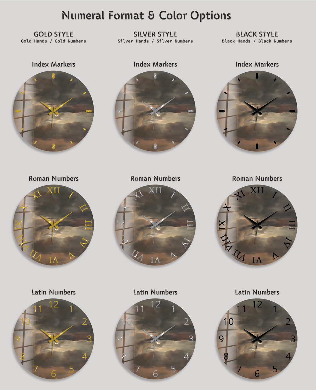 Storm Clouds Glass Wall Clock – Moody Sky Wall Decor