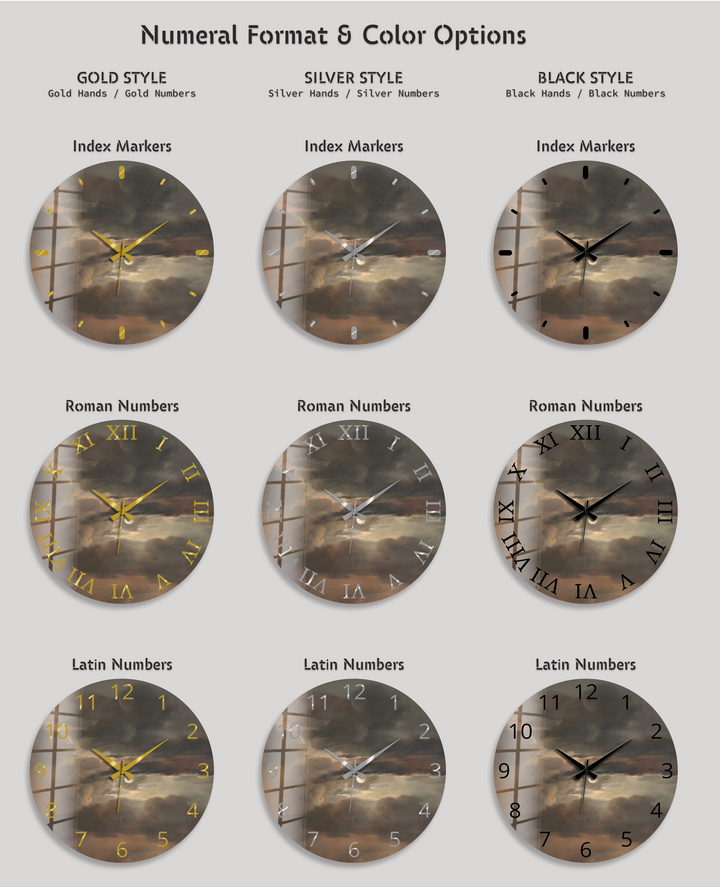 Storm Clouds Glass Wall Clock – Moody Sky Wall Decor