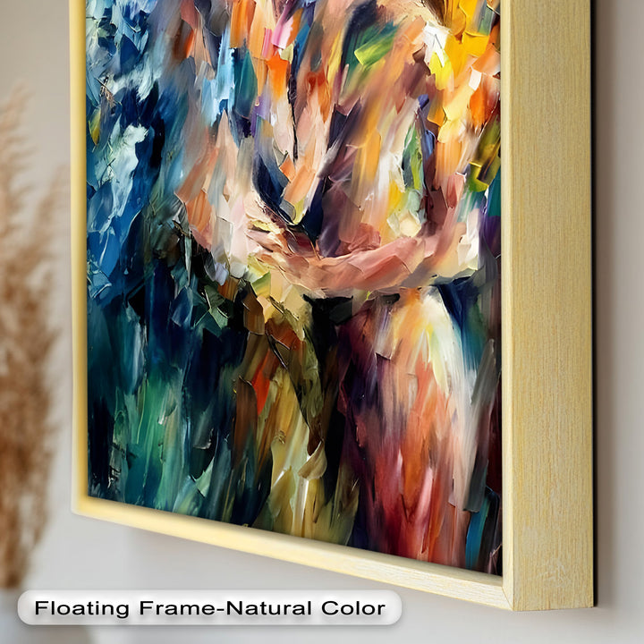 Ethereal Embrace – Abstract Lovers in a Burst of Color Oil Painting