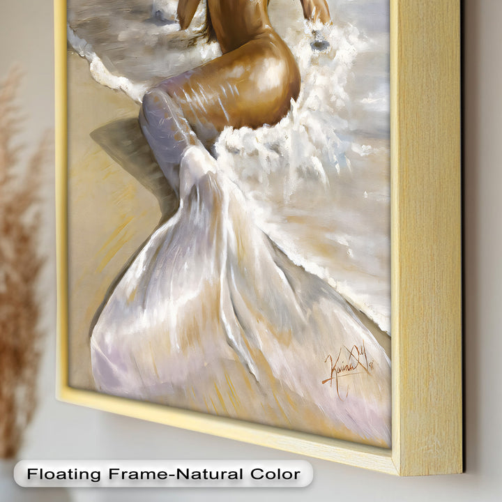Golden Tide – Sensual Mermaid Oil Painting
