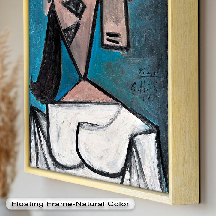 Angular Expression – Cubist Woman in White Dress Picasso Oil Painting