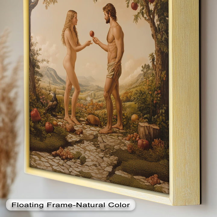The First Temptation – Adam and Eve in Eden Renaissance Oil Painting