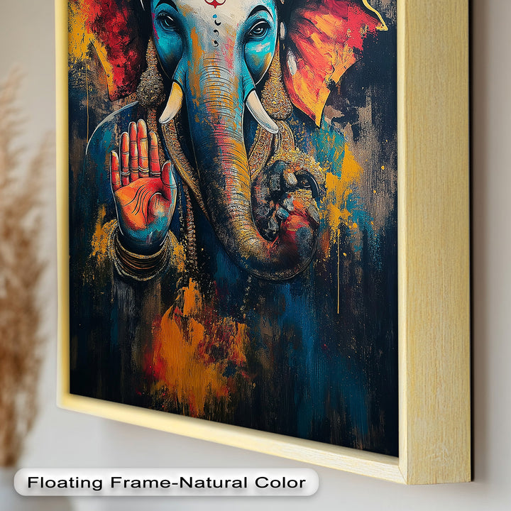 Ganesha Segen Wandkunst – Religiöses Ölgemälde