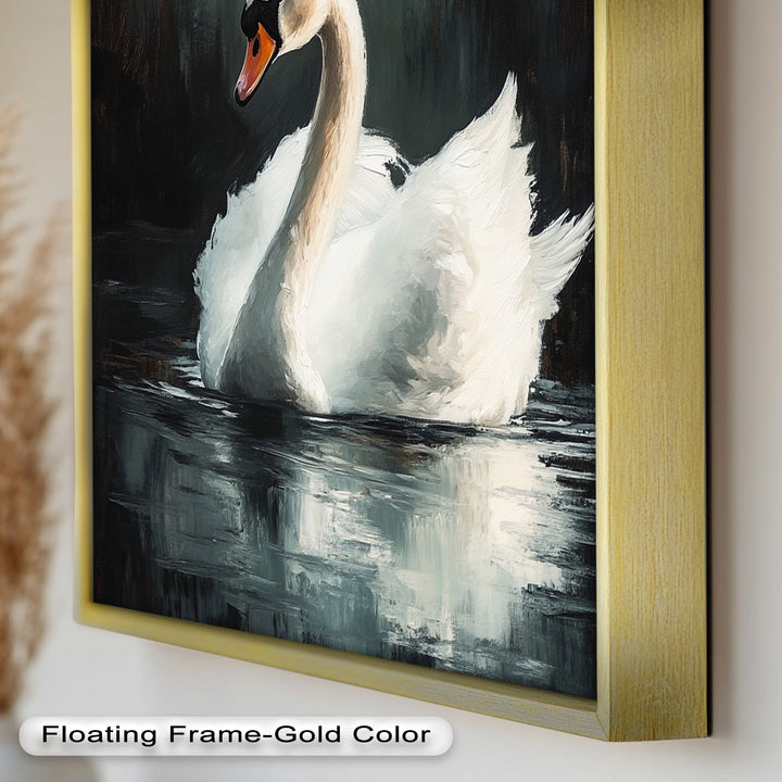 Solitary Grace – White Swan Oil Painting