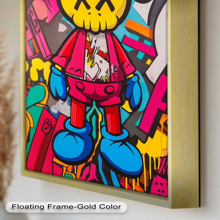 Neon Rebellion – KAWS Graffiti Ölgemälde