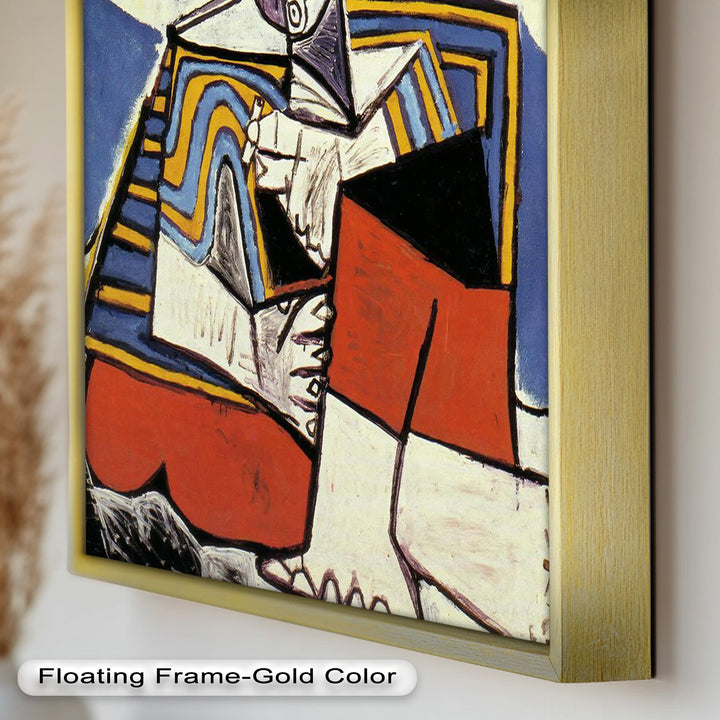 Geometric Man in Red Hat Wall Art – Cubist Oil Painting