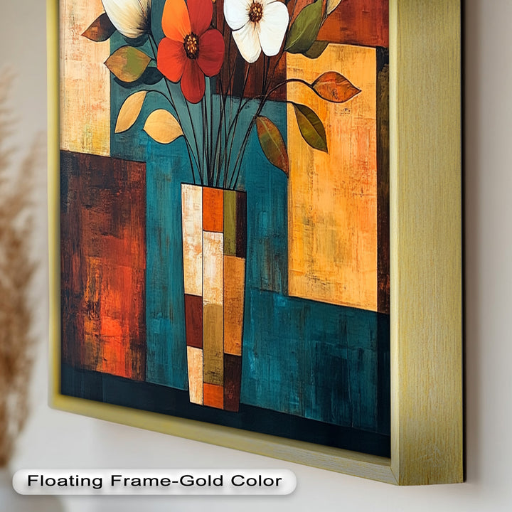 Geometric Bloom – Modern Floral Abstract Oil Painting