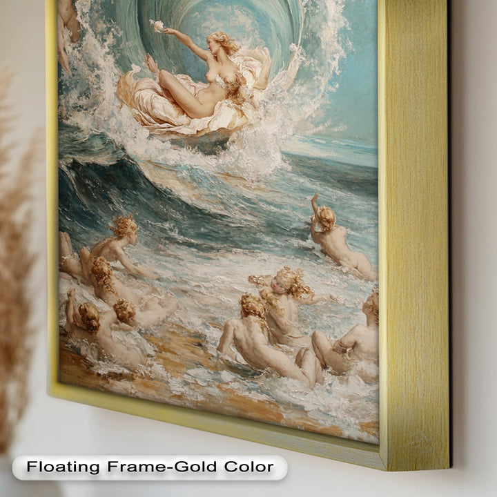 Birth of the Wave – Mythological Goddess and Cherubs Oil Painting