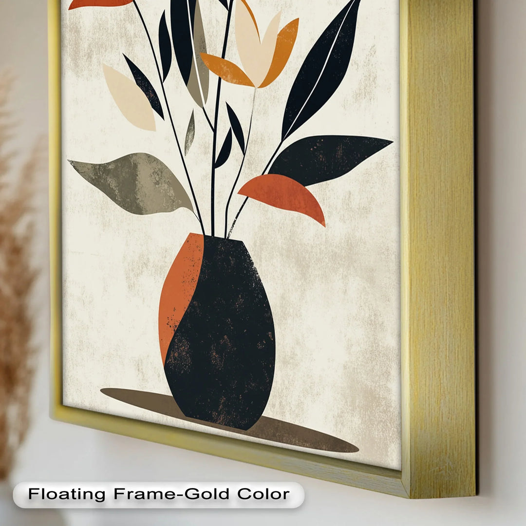 Earthy Boho Floral – Modern Abstract Vase Oil Painting - MyPhotoStation