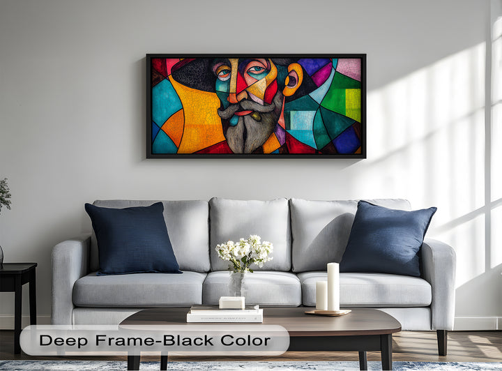The Thinker’s Mosaic – Abstract Male Portrait Oil Painting