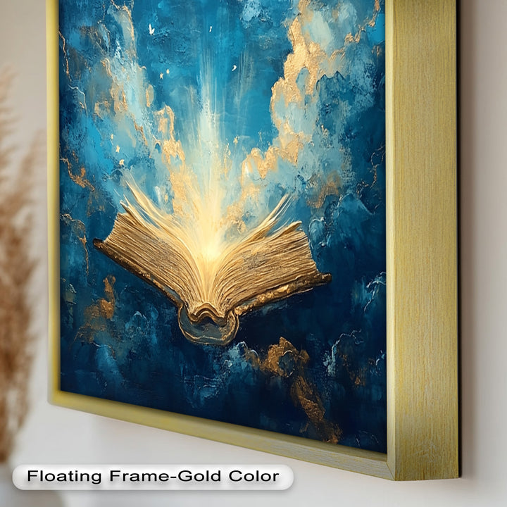 Illuminated Bible with Dove - Christian Oil Painting