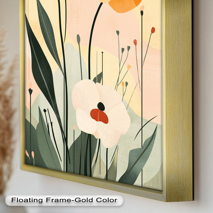 Sonnengeküsstes Trio – Minimalistisches florales Ölgemälde