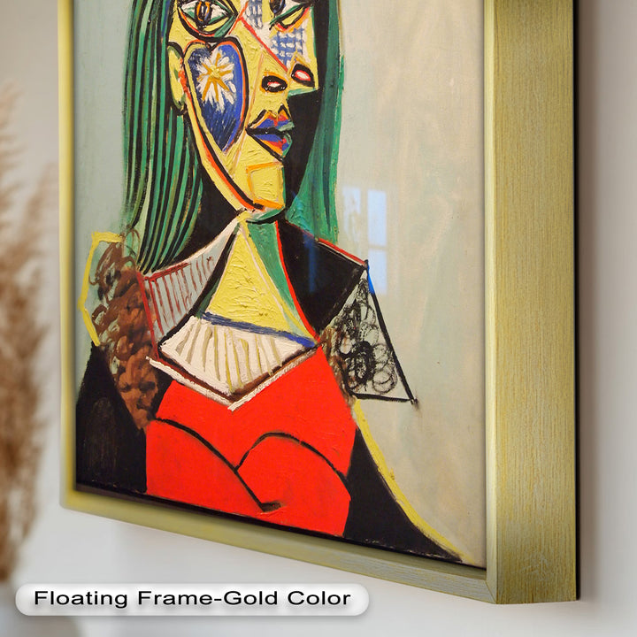 Strahlender Blick – Frau mit rotem Hut, kubistisches Porträt, Picasso-Ölgemälde
