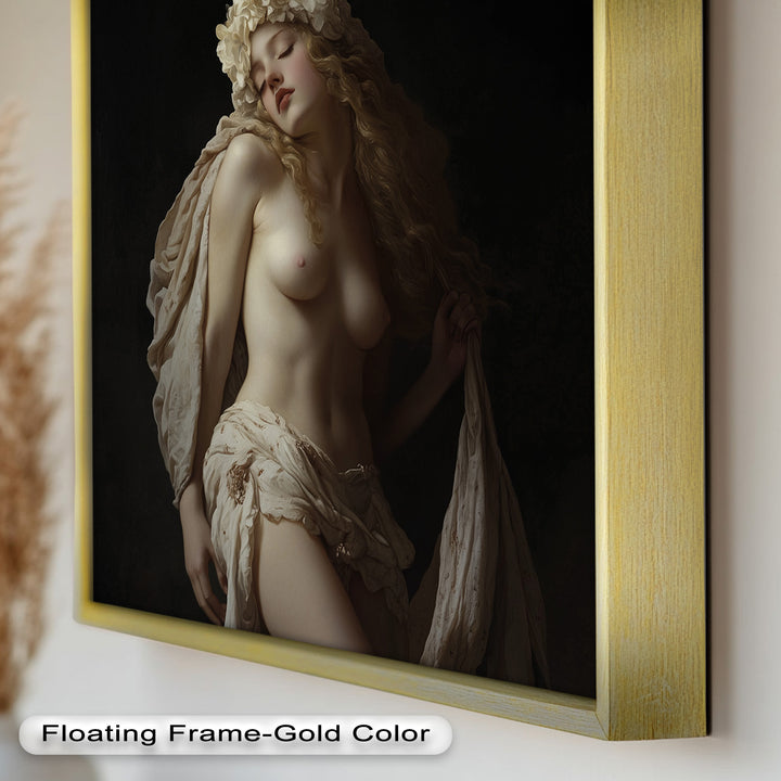 Moonlit Reverie – Classical Nude with Floral Crown Oil Painting