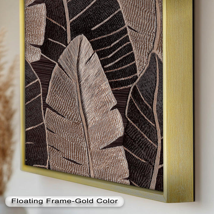 Tactile Tropics – Brown Leaf Composition Flower Oil Painting