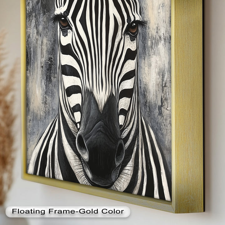 Zebra Portrait – Bold Black and White Animal Oil Painting